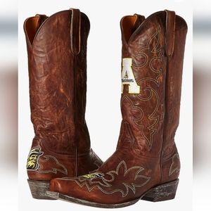 NWT Men's Appalachian State Mountaineers Brass Leather Gameday Cowboy Boots